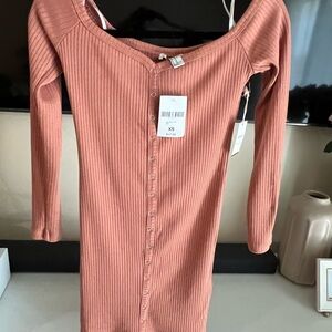 Forever 21 Ribbed Button-Down Dress - Rust